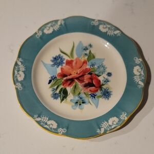 The Pioneer Woman Teal and Red Floral Small Salad Plate
